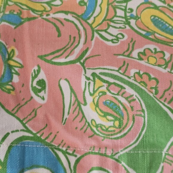 LILLY PULITZER Paisley Print Clifton Denim Shorts Sz 14 Elephant Monkey Stretch - Picture 7 of 10